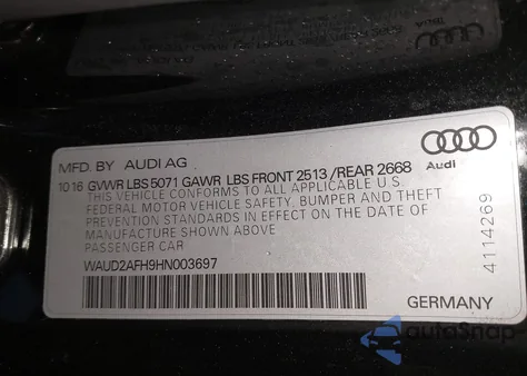 2017 Audi A5 2.0T Sport z USA, uszkodzony, nr VIN WAUD2AFH9HN003697